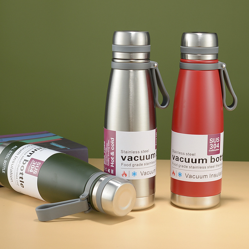 a food-grade SUS304 stainless steel insulated vacuum bottle available in capacities of 520ml, 650ml, 850ml, and 1100ml